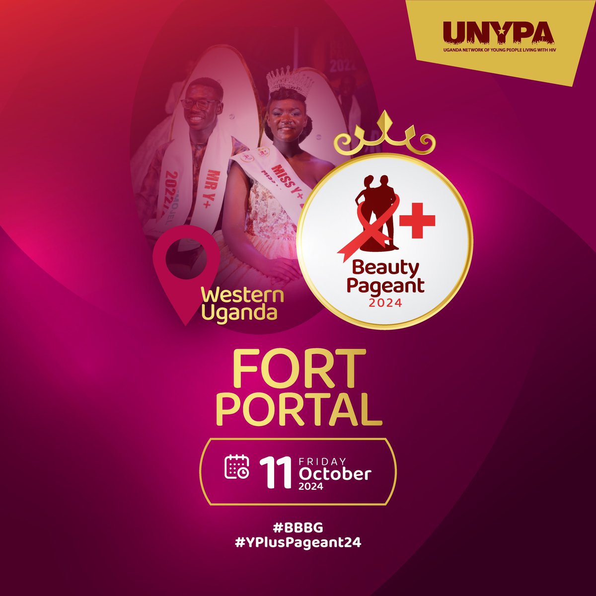 UNYPA1's tweet photo. 🚨 Calling all fabulous YPLHIV! 🚨
Ready to strut your stuff? 🌟
The Y+ beauty pageant auditions are taking Fort Portal by storm this Friday, October 11, 2024, and we're keeping the momentum going.
💃✨ Let's shine bright and inspire change.
#YPlusPageant #BBBG https://t.co/DyFh3MrYh0