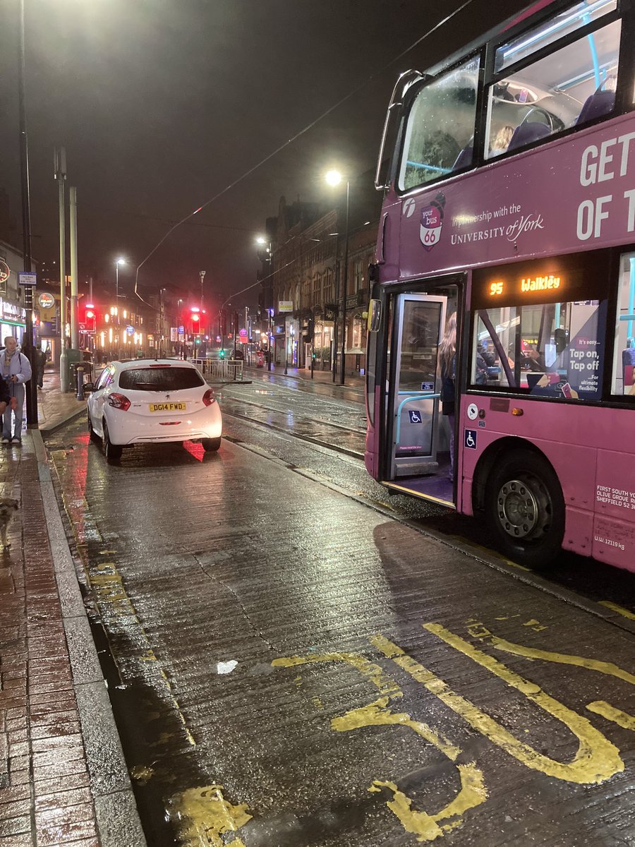 BlokeSheffield's tweet photo. Just another TW@ parking in a bus stop as he collects his next set of takeaways to deliver from West Street 
#opparksafe @ParkinginSheff @SheffParking @SheffCouncil https://t.co/q31wcu2LDB