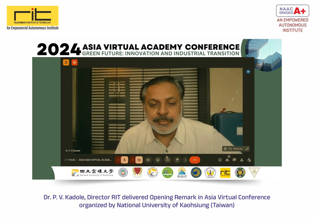 ritindia1983's tweet image. Honored to represent Rajarambapu Institute of Technology (RIT) at the Asia Virtual Academy Conference, co-hosted by RIT at National University of Kaohsiung (NUK), Taiwan! 

#RIT #NUK #AsiaVirtualAcademy #InternationalCollaboration #KnowledgeSharing