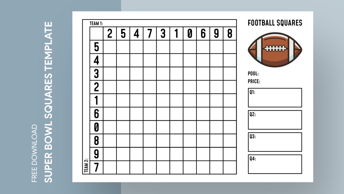 gdoc_io's tweet image. Football Pool. Free Google Docs template. Can be used free of charge for business, education, and personal use. #footballpool #footballpooltemplate #footballsquares #footballsquarestemplate #gdoc #googledocs #superbowlsquares 

Get free →  gdoc.io/super-bowl-squ…