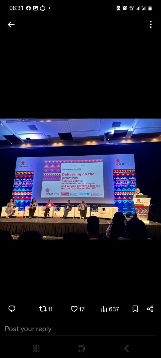 Dual Prevention Pill is the next opportunity toward achieving CHOICE for HIV prevention. Women do not need multiple visitations to access care services! Achieving SRHR &amp; HIV integration it's possible!#HIVR4P2024
<a href="/HIVpxresearch/">AVAC</a> <a href="/gjkumwenda/">Grace Kumwenda</a> <a href="/AfNHi_Tweets/">AfNHi</a> <a href="/GEM122023/">GEM</a> <a href="/apha_sa/">APHA</a>