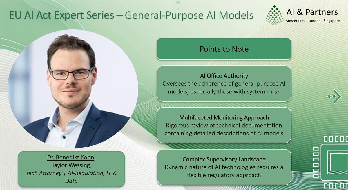 What role does the #AI Office play in supervising #GPAI Models?

In this week's EU #AI Act Expert Series, we delve into the critical role of the #AI Office in supervising #GPAI models. 

Want to read more? Access the article at &gt; lnkd.in/diZFuUda

#AI
