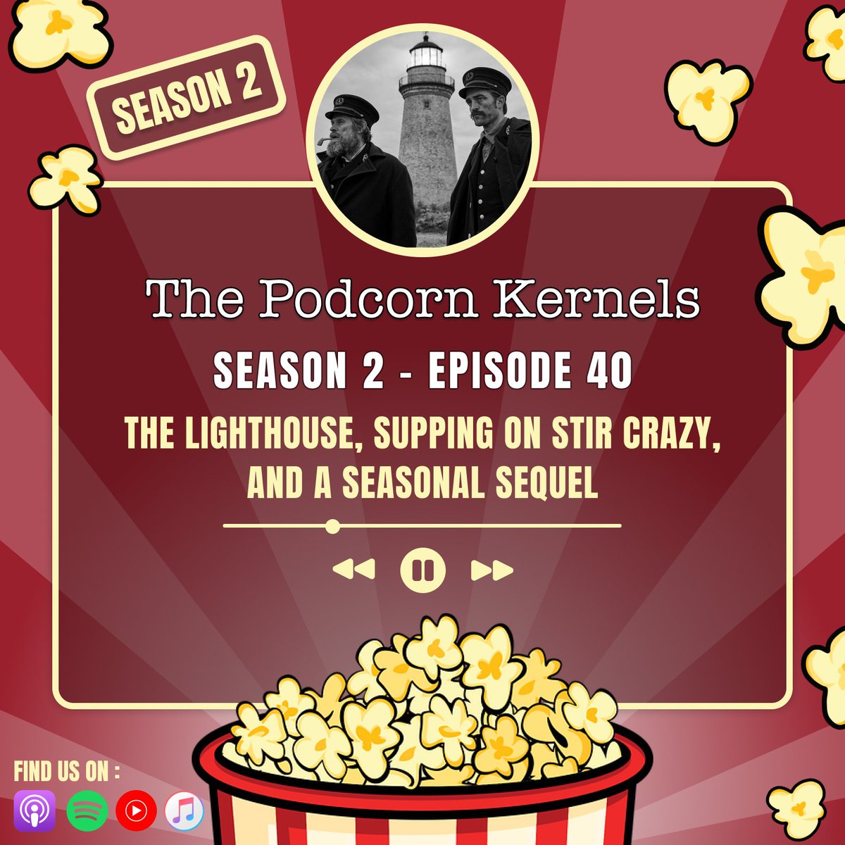 S02. E40: The Lighthouse, Supping On Stir Crazy, and A Seasonal Sequel is now live! Listen on Spotify by clicking the link below 👇 

open.spotify.com/episode/7iHkjK…

Or you can choose a different platform from our link-tree 👇 

linktr.ee/thepodcornkern…

#MovieReview
#FilmX
#HorrorMovie
