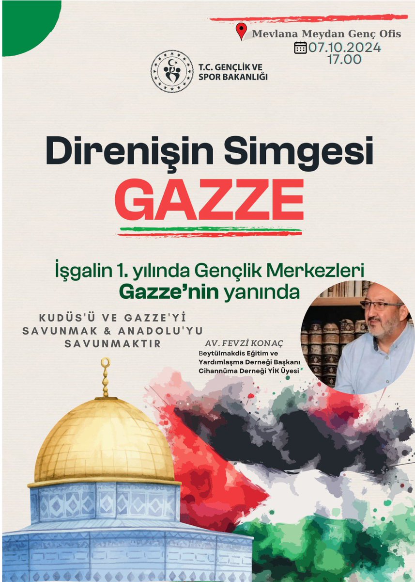 GSB_Talasgm's tweet photo. Direnişin Simgesi Gazze!

Zulmün ve şiddettin baskısı altında yaşam mücadelesi veren FİLİSTİN…
İnsanlık dramının 1. yılında, Filistin için düzenlediğimiz Kudüs’ü ve Gazze’yi Savunmak, Anadolu’yu Savunmaktır programına herkesi bekliyoruz 
📍MEVLANA GENÇ OFİS 
⏰17:00 https://t.co/wns8g4QMMz