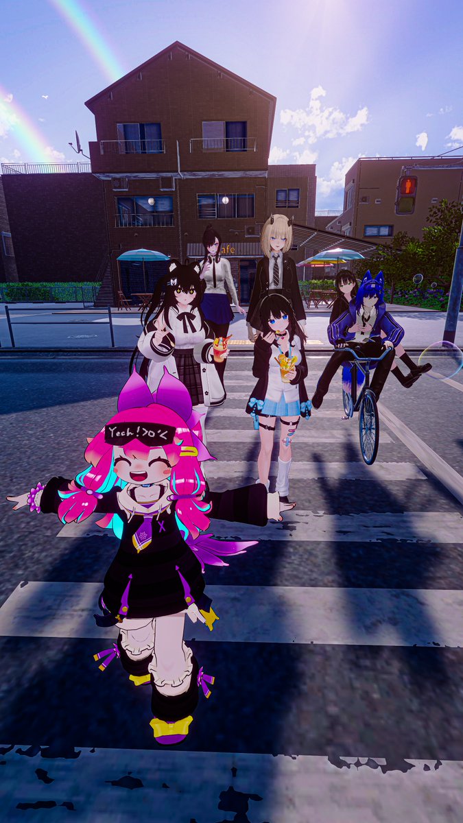 == Title : Friendship into the ISEKAI 🤸‍♀️💨💥🚚

World : 雨開ペトリコール ~road after rain~ 晴れVar
By popocoffee

#VRChat_world紹介
#VRChat 
#VR_DreamCapture