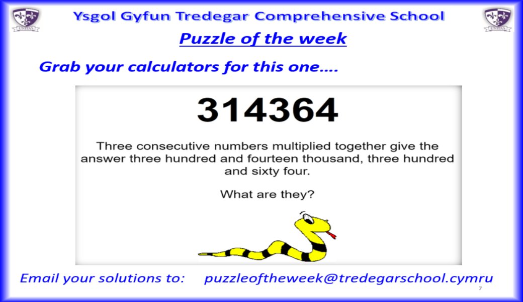 Bore Da YGTCS here is your puzzle of the week!

Use your multiplication skills to solve this one and gain pride points as well as a raffle ticket this week.

Please send your solutions to puzzleoftheweek@tredegarschool.cymru or bring paper solutions to Mr Vokes in J9.
