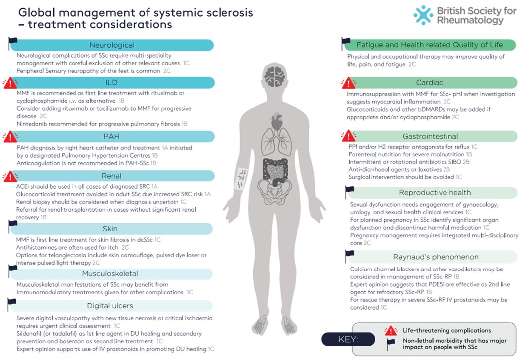 DrAiLynTan's tweet image. 2024 @RheumatologyUK guideline for management of systemic sclerosis #scleroderma

Early diagnosis
▶️History: #Raynaud’s phenomenon
▶️Examination: Puffy fingers
▶️Investigation: ANA, nailfold #capillaroscopy, SSc-specific autoantibodies

👉🏽academic.oup.com/rheumatology/a…
via @RheumJnl