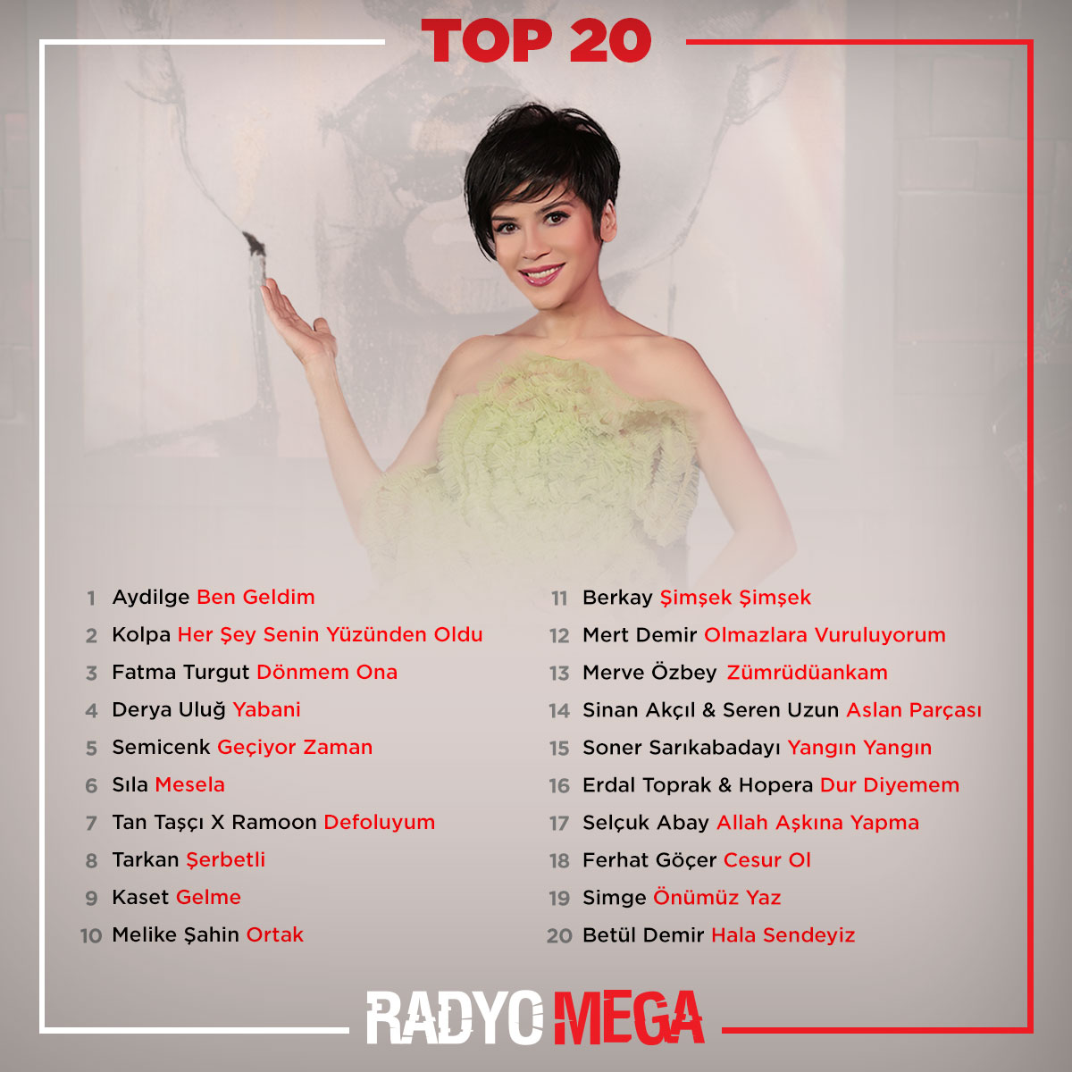 radyo_mega's tweet image. Radyo Mega Top 20 📻📌 40. Hafta
#aydilge #kolpa #fatmaturgut #deryauluğ #semicenk #radyomega
