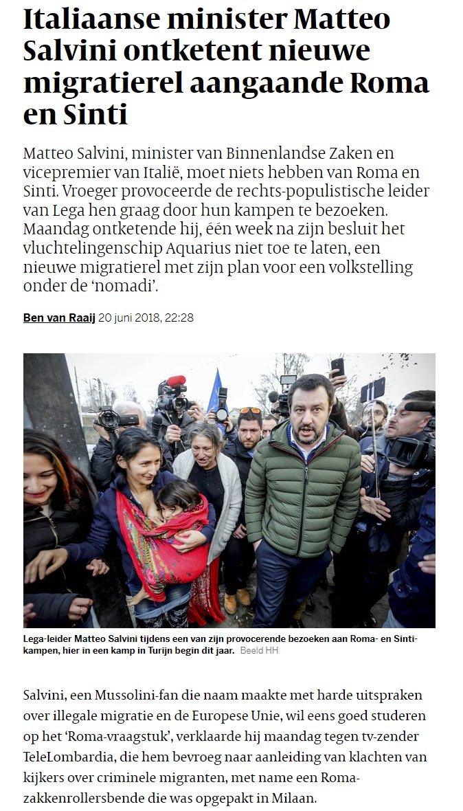 drjhamsterdam's tweet photo. De goede vriend van Geert Wilders de Italiaanse minister Matteo Salvini ontketende een jacht op  Roma en Sinti. De Roma waren samen met  de Joden doelwit van een strategisch en systematisch georganiseerde volledige vernietiging door de Nazi's. 
Over antisemitisme gesproken https://t.co/rysAhelqEB