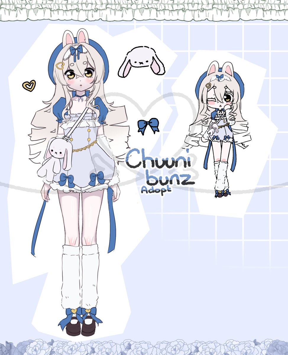 chuunibunz's tweet photo. 【ADOPTABLE AUCTION】
🐰┊Blue-bow bunny!
・ ⋅ ── ♡ ── ⋅ ・
SB : $50 ( Personal use )
Minimum increase : $5
AB: $250 (including commercial)

Payment : Ko-fi

Terms of sale in the comments!
#adopt #adoptable #adoptables
#characterdesign #auction #Vtuber https://t.co/S6FHr2Udsy