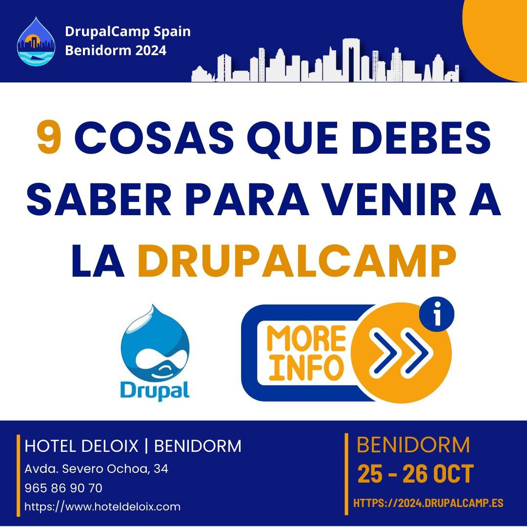 DrupalAED's tweet image. ¡Atención a todos los apasionados de la tecnología y Drupal!
📷 Aquí están las 9 cosas clave que necesitas saber para no perderte la DrupalCamp Spain 2024 en Benidorm. ¡Te esperamos en el evento más esperado por toda la comunidad tech!