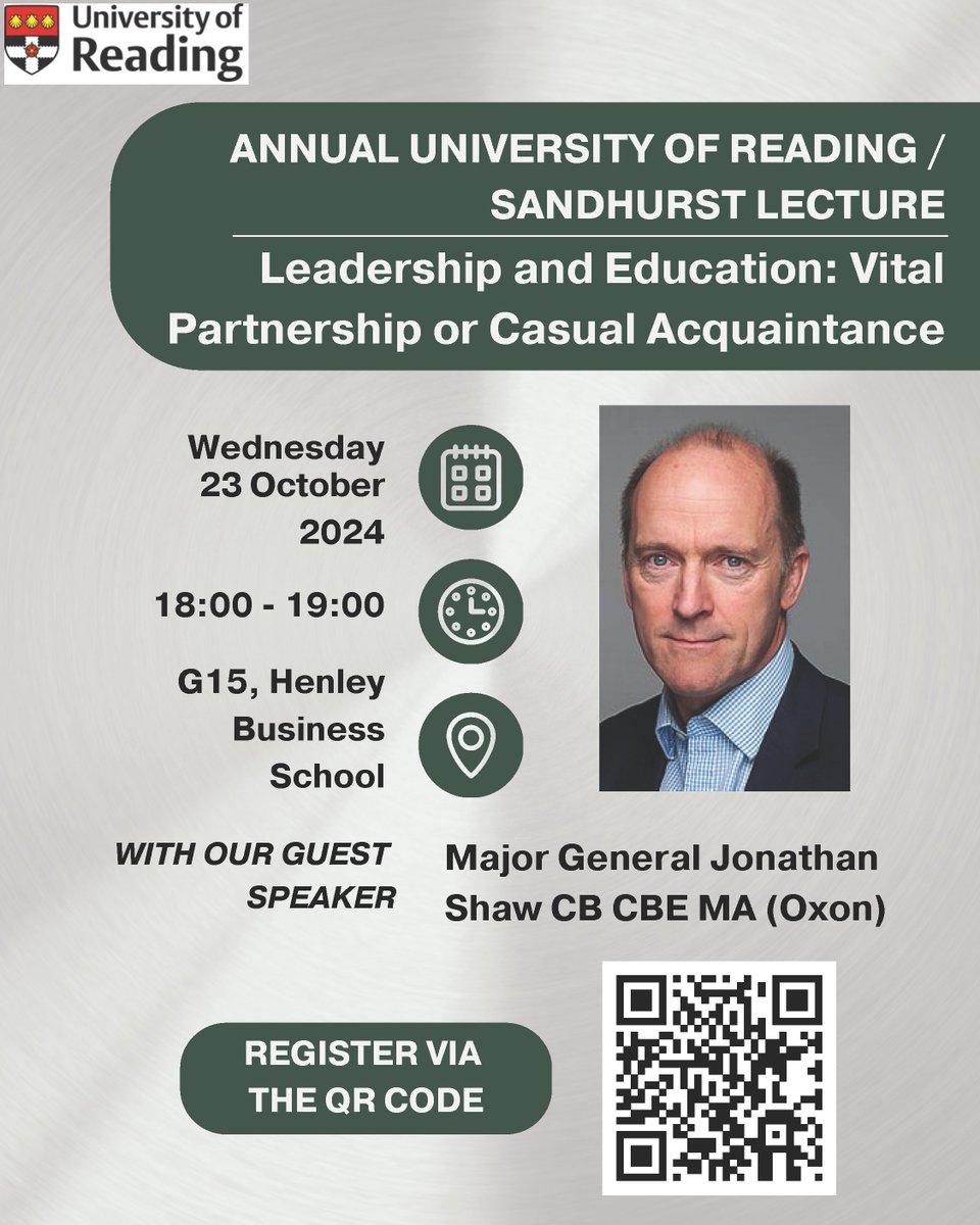 Our Department is hosting the Annual University of Reading / Sandhurst Lecture on Wednesday 23 October! 

register here: forms.office.com/e/mHWjBTMChP