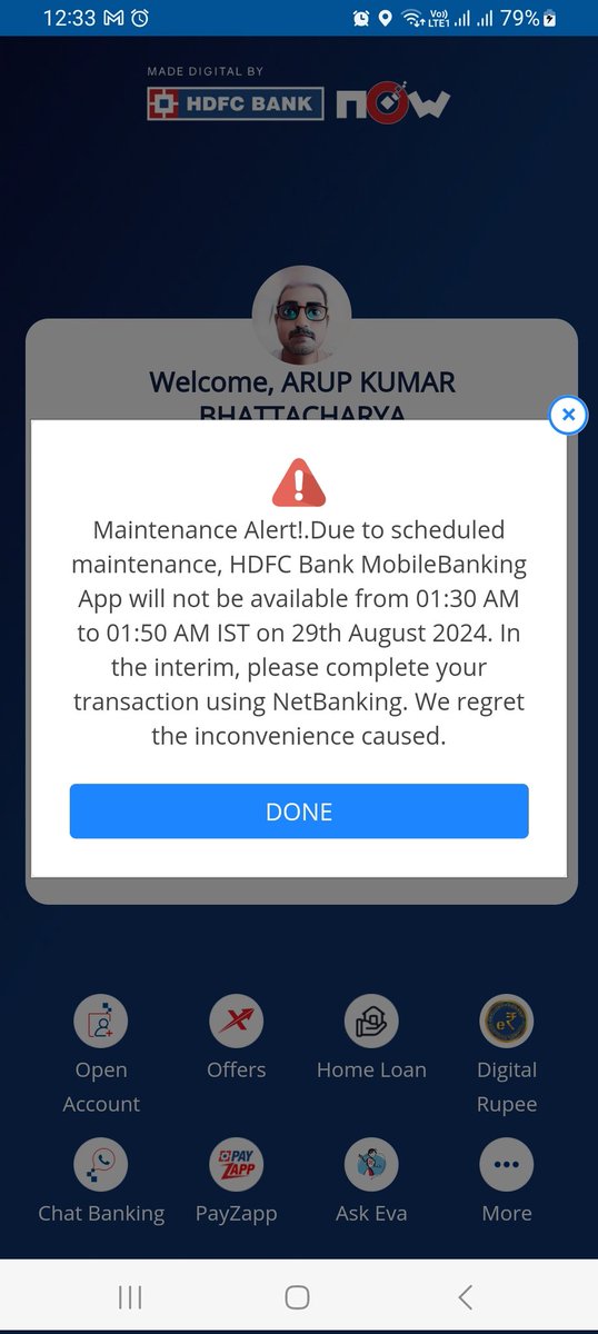 TwiterzArup's tweet photo. @HDFC_Bank, today is 7th October, I just tried to open my Mobile bank app and got this pop-up! Do you think you are running a bank or a circus? #HorribleCustomerExperiance #WorstService #AvoidHDFC https://t.co/y0avX1lQHe
