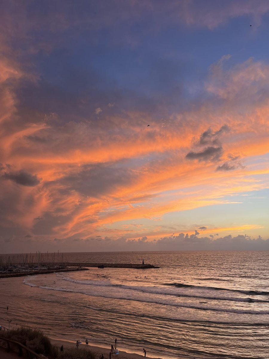 BlondShelley's tweet image. I took this photo on October 5th 2023 in Tel Aviv.
A beautiful sunset & a glorious,peaceful calm before the October 7th black storm.
We woke the morning of 7th, on the usually joyous Simchat Torah festival, to the eerie wailing of sirens. I had no idea what the noise was,…