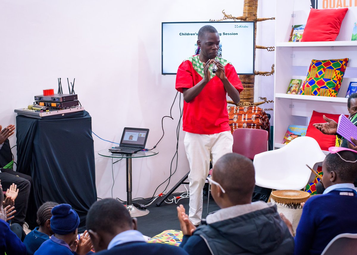 Eewangari's tweet photo. Sights and sounds at the Nairobi International Bookfair 2024 #NIBF during the storytelling sessions. It is always fun meeting school audiences away from the school, and parents who come along to such events with their children. https://t.co/M9Zd5SiJjN
