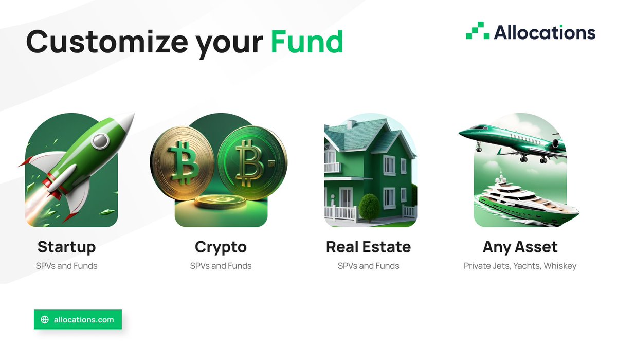 Launch funds instantly with Allocations. Our platform enables fund managers to fully customize and manage funds across diverse assets—whether it’s startups, real estate, crypto, or even private jets.   

Learn more - allocations.com/schedule-demo