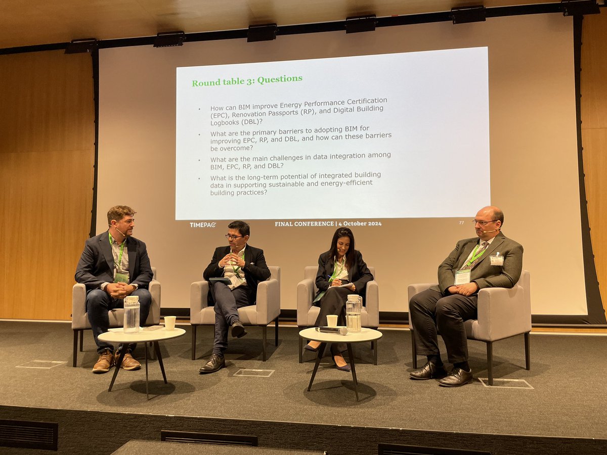 opendbl's tweet photo. Gloria Calleja-Rodríguez (@CemosaOficial) represented @opendbl at the final round table at @timepac, where they discussed improvements in building assessment through data integration. 📊

#TransformingBuildings #opendbl #BIM https://t.co/h49uqiZlRy