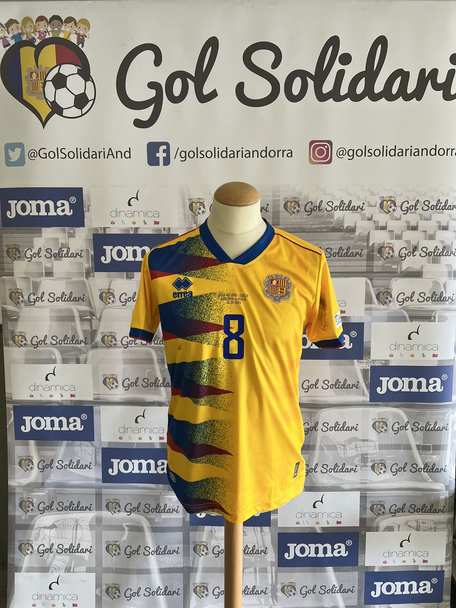 GolSolidariAnd's tweet photo. La nova samarreta de la selecció de @Eric_Vales 🇦🇩⚽️ contra Malta 🇲🇹 a la Nations League és la nostra subhasta del dia 🤩 #andorra #israel #matchworn #qualifiers #auction #charity #subasta #asta #unwashed https://t.co/OEz4gFhKsg