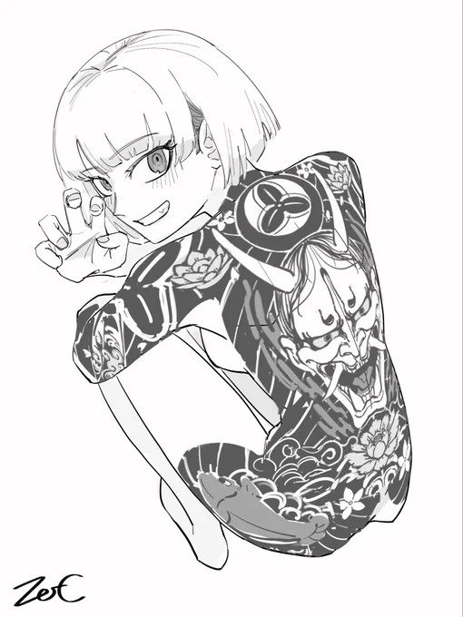 #ZetC_OC笹浪 帆奈(ささなみ はんな)一番人気の刺青ガール 