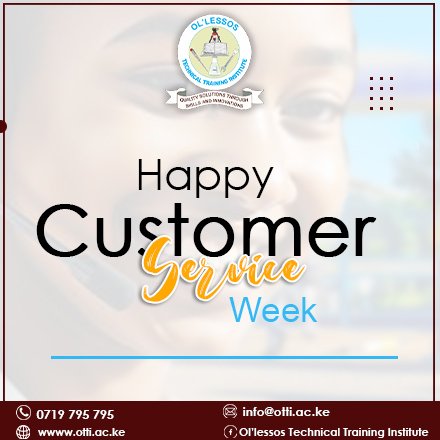 OlessosTraining's tweet image. 🌟 Service with a Smile! 🤝 This Customer Service Week, OTTI celebrates the importance of delivering quality and care to our students and staff. Thank you for being a part of our community! 🌱
#otti #TVETColleges #SeptemberIntake2024