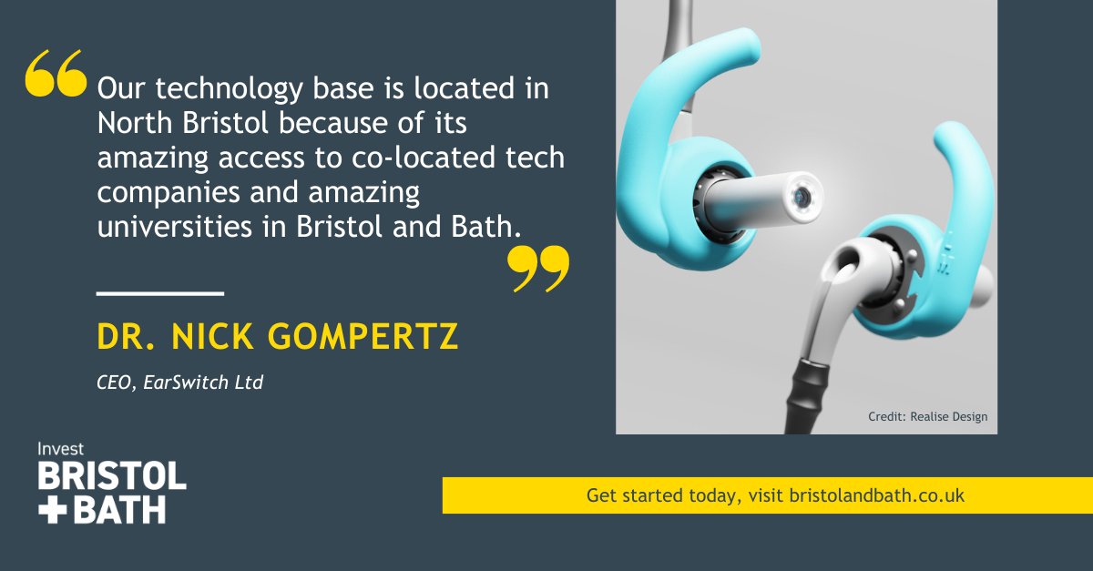 Bristol-based EarSwitch is revolutionising healthcare with EarMetrics, aiming to offer accurate &amp; inclusive medical monitoring. Backed by <a href="/investbrisbath/">Invest Bristol & Bath</a> &amp; <a href="/HealthInnoWest/">Health Innovation West of England</a>, they’re leveraging the local life sciences ecosystem for growth. Learn more bit.ly/3Bp9LmF