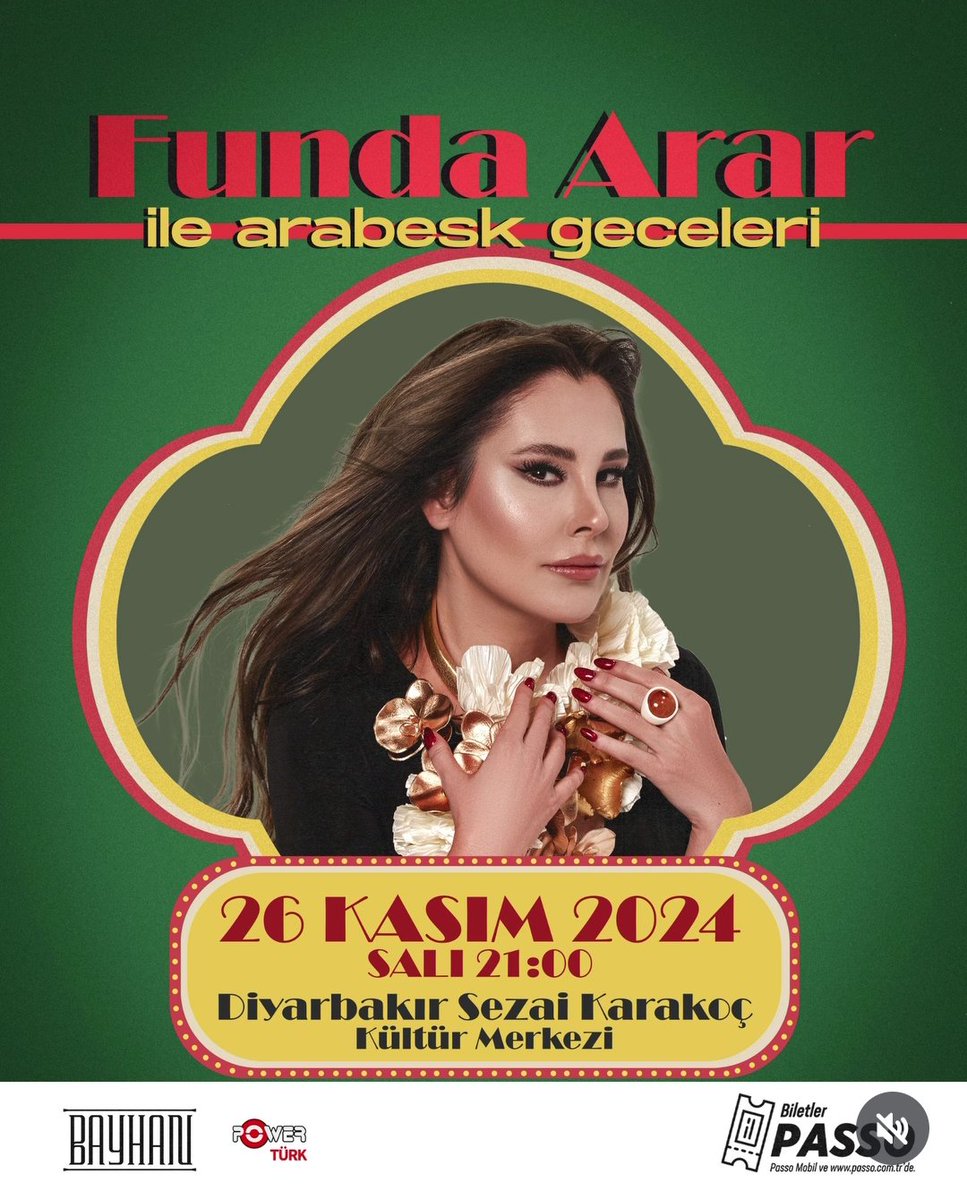 DiyarAjanda's tweet photo. Funda Arar ile "Arabesk Geceleri" 26 Kasım 2024 Salı akşamı Diyarbakır Sezai Karakoç Kültür ve Kongre Merkezi sahnesi'nde 

@fundaarar https://t.co/uRnYjaC0cu