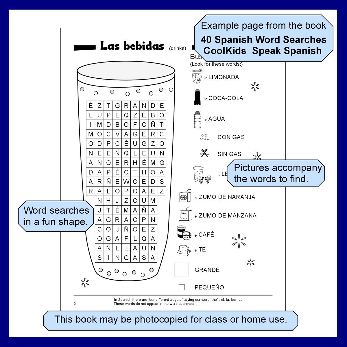 FunSpanish_kids's tweet photo. With 40 exciting topics, my book 40 Spanish Word Searches Cool Kids Speak Spanish is ideal to help learn / revise useful Spanish vocabulary.  Amazon link: https://t.co/gFGZJDfWPl RRP £6.99. Photocopiable for class or home use #SpanishForKids #SpanishKS2 #SpanishKS3 #LearnSpanish https://t.co/3dMJm5Z9pz
