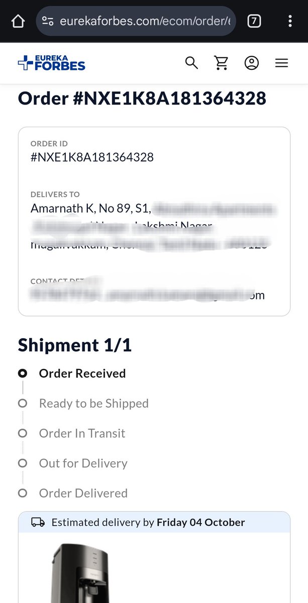 Amartweetsimmor's tweet photo. Dear @EurekaForbes 

I have placed order online for Aquaquard still now product nor delivered no response for mail or calls .Never had such worst experience https://t.co/1LZ27R3K3d