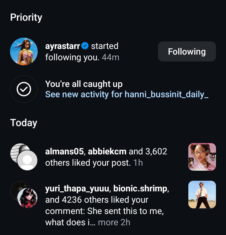 Omg <a href="/ayrastarr/">Celestial being</a> just followed me on Instagram 😭❤️❤️