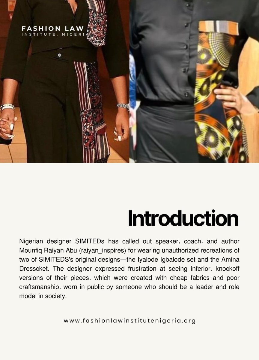 fliafricahq's tweet photo. #SIMITEDS , known for high-quality African fashion, has called out speaker and author Mounfiq Raiyan Abu for wearing unauthorized replicas of their Iyalode Igbalode Set and Amina Dresscket. https://t.co/vuhZbCRX6x