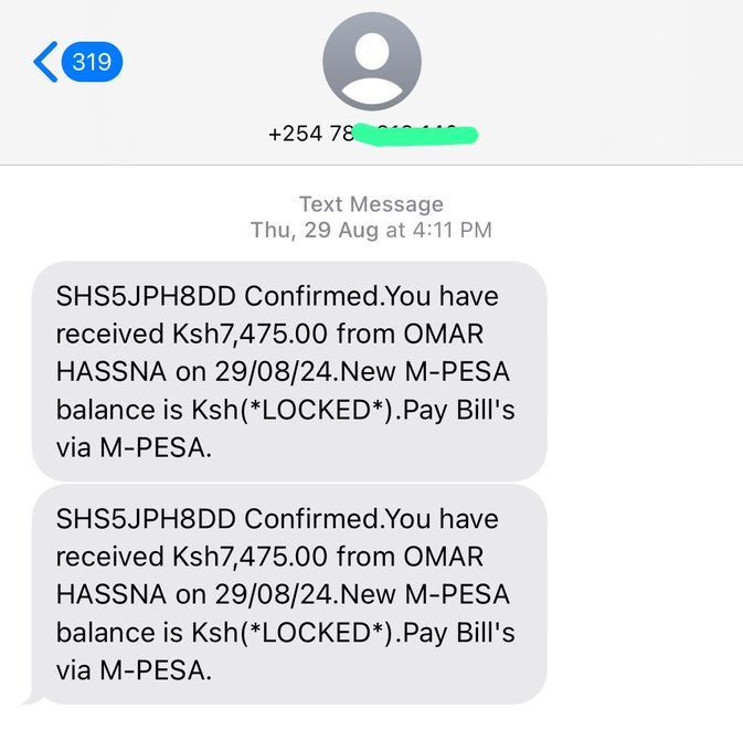 Mpesa Phishing Message