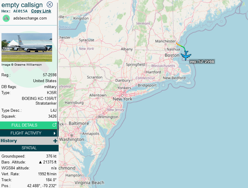 SirListenalot's tweet photo. #KC135 #AE015A #GOLD23 on a round trip out of Pease will pick up "MO" #F15's #TABOR71 from Seymour Johnson (bound for Lakenheath) at SWL and take'm till YHZ https://t.co/XEAWSBaGdO