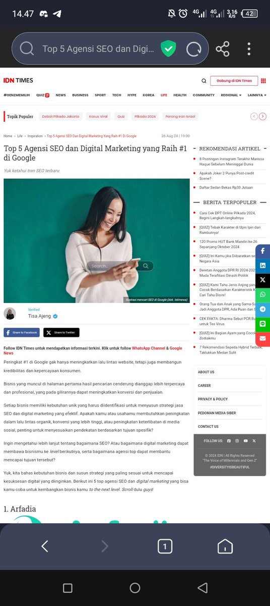 abysolkhi12329's tweet image. Pasti bisnismu mndominasi halaman pertama Google! Cari agensi SEO trbaik untukmu disini! Mlai dari ahli AI smpai pakar influencer, kmi siap mningkatkan vsibilitas online bisnismu.Arfadia adalah salah 1 dri jasa SEO tratas yg akn mmbantu mraih ksuksesan digitalmu #Arfadia #JasaSEO