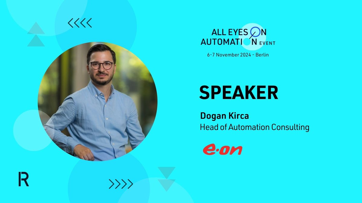 We're delighted to welcome Dogan Kirca, Head of Automation Consulting at E.ON, to #AllEyes24! He will share his valuable insights on how process automation is driving E.ON’s energy transition, making operations more efficient . Secure your spot now&gt;zurl.co/5fLm