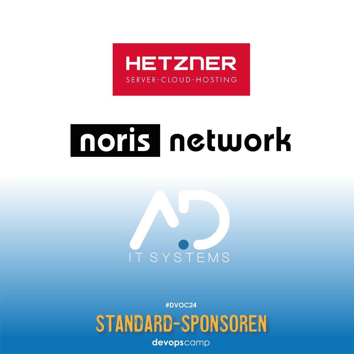 devops_camp's tweet image. Standard-Sponsoren: @Hetzner_online, @norisnetwork und neu dabei @ADITSystems - danke! #dvoc24 #devopscamp #devops #barcamp #nuedigital #nuernberg #nürnberg #hetzner #norisnetwork #aditsystems