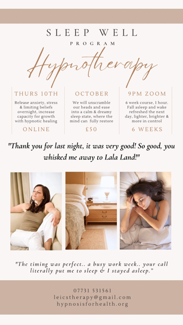 shellytherapy's tweet photo. **Elevate Your Wellbeing with Sleep Well Hypnotherapy**

My Hypnotic Sleep 6 Week Program is designed to help you relax on your deepest level, this is where hypnosis is so effective as its a safe and permissive state to be in. You will naturally create a beautiful nights sleep. https://t.co/hjbzMP5OWa