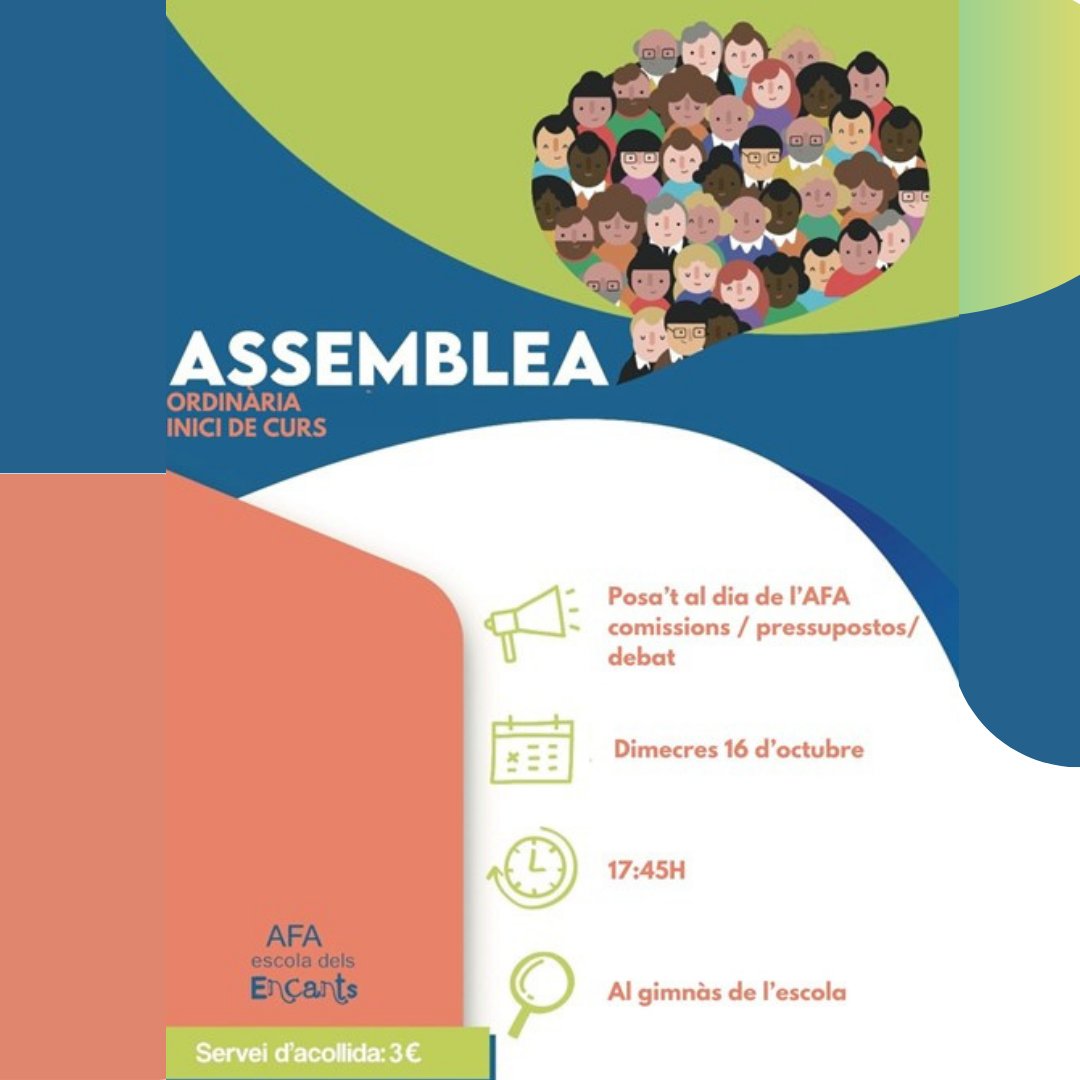 📢 Famílies! Us convoquem a la 1a assemblea del curs per veure'ns i parlar de comissions, objectius i pressupostos. Ens veiem al gimnàs el 16 d'octubre a les 17:45h!  No hi falteu!  Hi haurà acollida!👩‍👩‍👦‍👦 #AssembleaAFA #Curs2024 #Participació