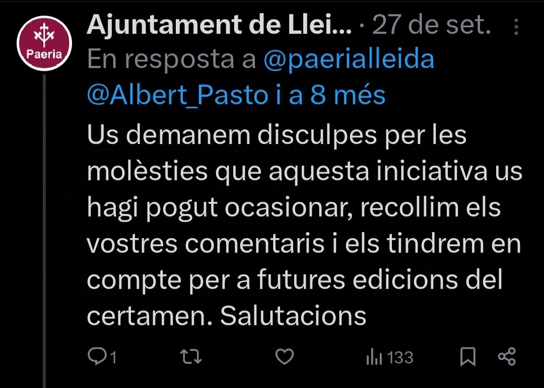 Albert_Pasto's tweet photo. Demanar disculpes i al següent cap de setmana permetre soroll fins al les 6 del matí per a les 8 iniciar un #aplequet em sembla de #psicòpates. Agraïts per 2h de son, @flarrosa , però tindreu notícies dels veïns d' #elisis. @amicsdelalletja @Isinofos @incivismelleida https://t.co/PVa4cYqxkV