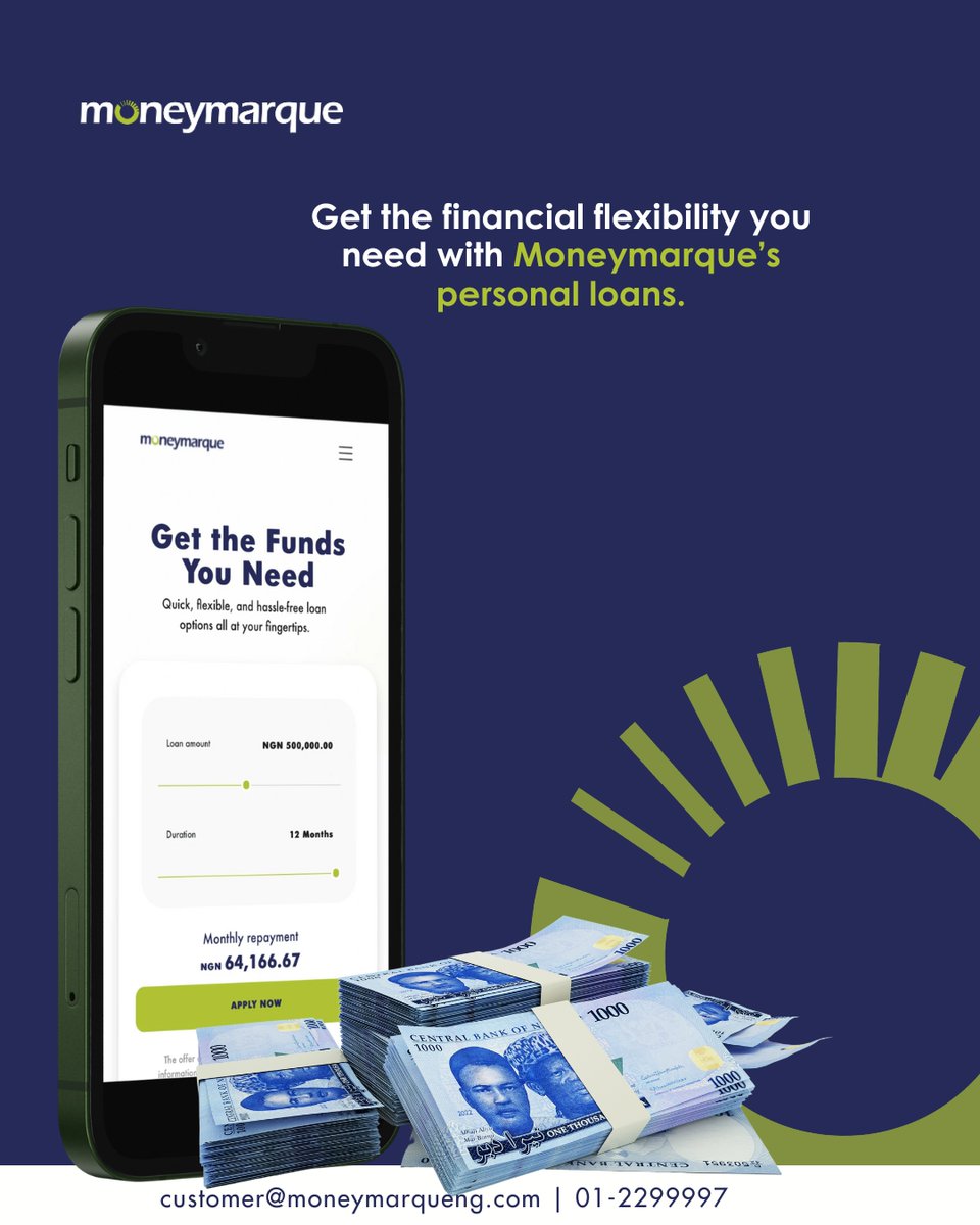 Moneymarqueng's tweet photo. Whether it's handling unexpected expenses or covering a big purchase, Moneymarque's personal loans allow you to handle them with ease.

Follow these steps 👇https://t.co/z5MmEB4BC3

#Moneymarque | Fairmoney | #PiNetwork | NYSC | Tinubu | Ibadan | https://t.co/xuhKfhemlx