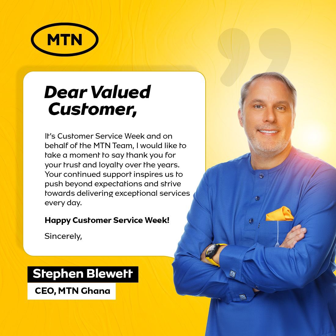Dear Valued Customer, thank you for your trust and loyalty over the years. 

Happy Customer Service Week. 

#CustomerServiceWeek