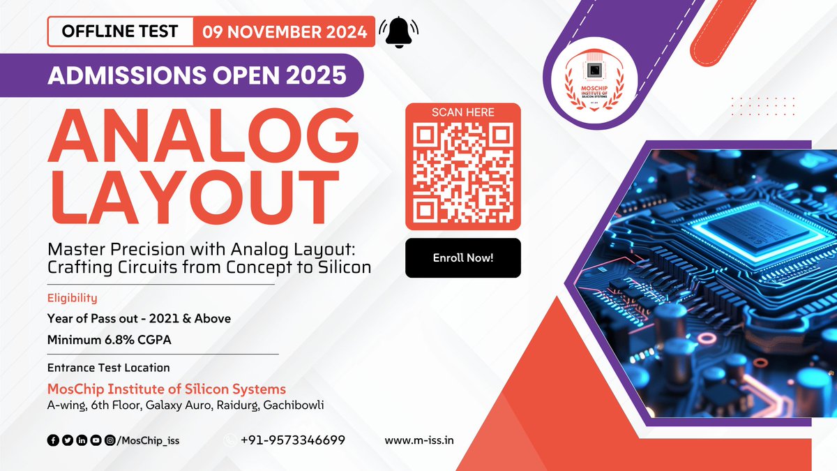 #admissionsopen2025 #analoglayout

Shape the Future of Technology: #AnalogLayout 

Offline Test - 09 Nov 2024

#Enrollnow - m-iss.in/course/entranc… x.com/messages/compo…