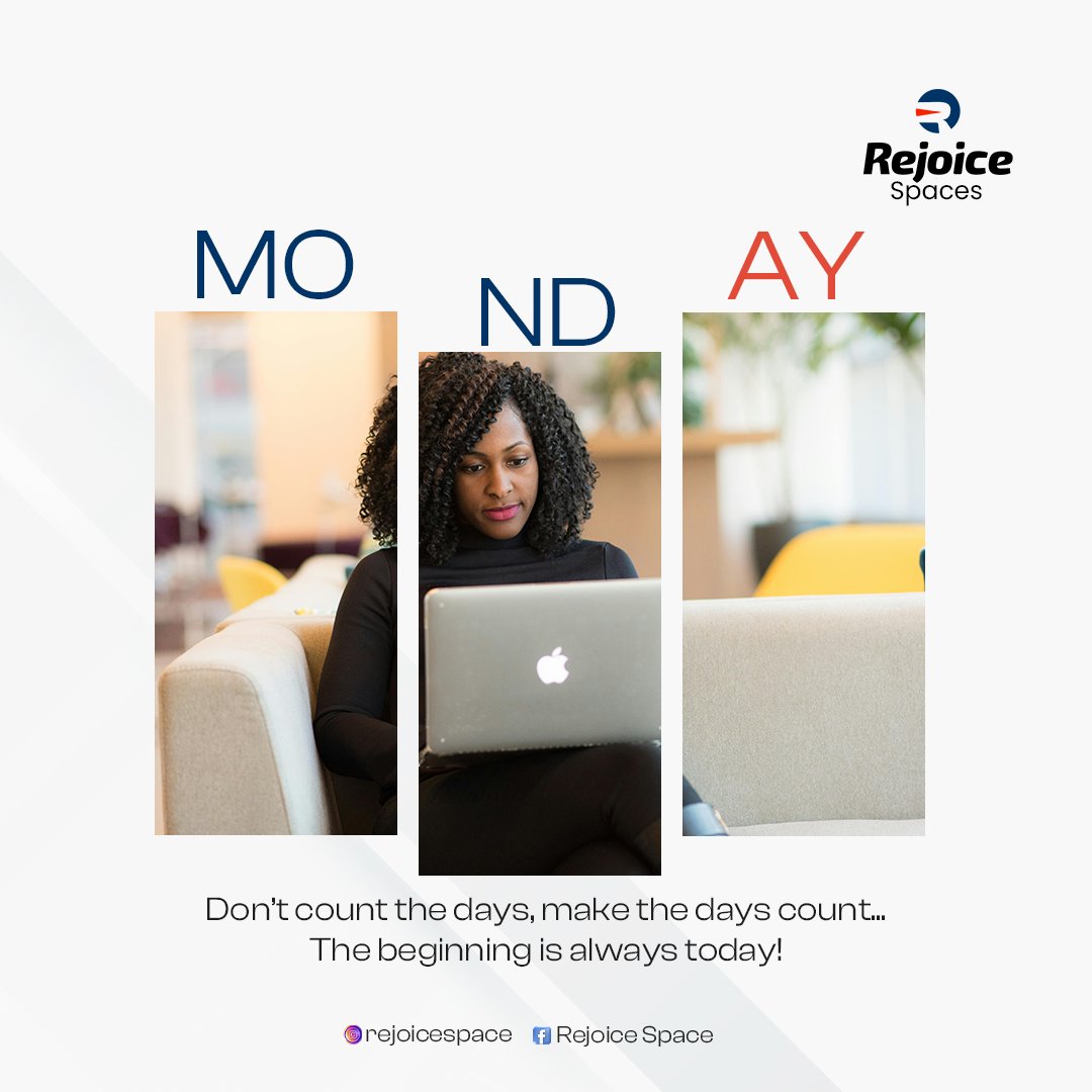 Rejoicespaces's tweet photo. Don’t just count the days, make the days count.
The beginning is always today.

@Rejoicespaces your productivity is our utmost priority.

#MondayVibes #rejoice #remote #spaces https://t.co/8S87KWjMqM