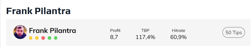 Frank Pilantra (@frank_pilantra) on Twitter photo Så er det blevet til 50 spilforslag hos <a href="/SpilXperten/">SpilXperten</a> og det er gået ganske forrygende med en tilbagebetaling på 117%.
Der er et par friske spilforslag klar til de kommende brasilianske kampe: spilxperten.com/ekspert/frank-… Så er det blevet til 50 spilforslag hos <a href="/SpilXperten/">SpilXperten</a> og det er gået ganske forrygende med en tilbagebetaling på 117%.
Der er et par friske spilforslag klar til de kommende brasilianske kampe: spilxperten.com/ekspert/frank-…