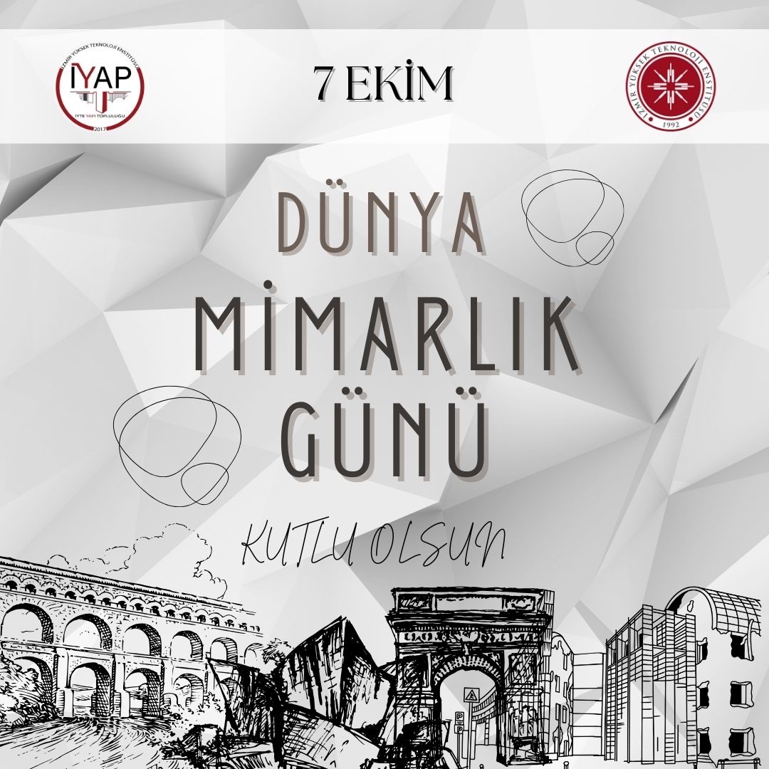 Şehirlerin siluetine imza atan mimarlar, her detayı bir sanat eserine dönüştüren vizyonerlerdir. Tüm mimarların ve mimar adaylarının Mimarlar Günü’nü kutlarız, hayalleriniz hep yükselsin!

İYAP AİLESİ 
#iyte #iztech #iyteyapı #yapıtopluluğu #iyap #mimarlargünü