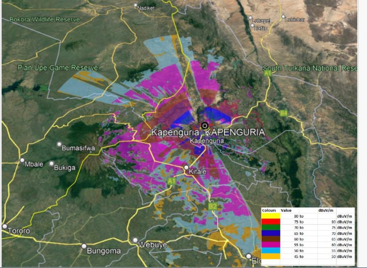 A customer's simulation results for RFE broadcast 0.5 KW FM transmission and 4 Bay antenna system at Kapenguria transmission site. Call us on 0728213770 to receive incredible services #jamirobroadcast #FeelTheDifference #telemetryservices
