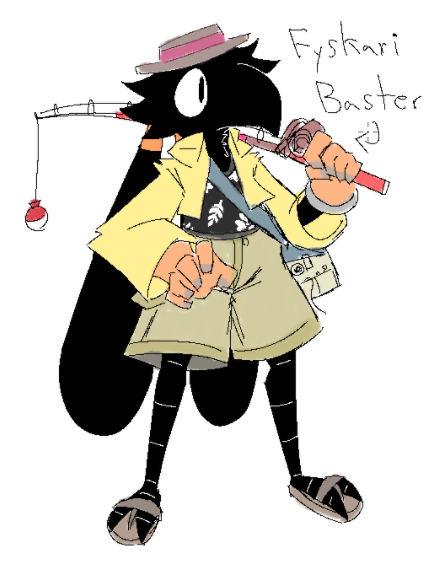 AlpacaArtz's tweet photo. Made my own Fyskari sona for The Big Catch cause THAT GAME IS AWESOME

He lives in a stormy tropical area but likes the tourist fashion, so he trimmed his rain coat to look more stylish. he's pretty dumb.
#thebigcatchtacklebox #thebigcatch https://t.co/LKusETYp5o