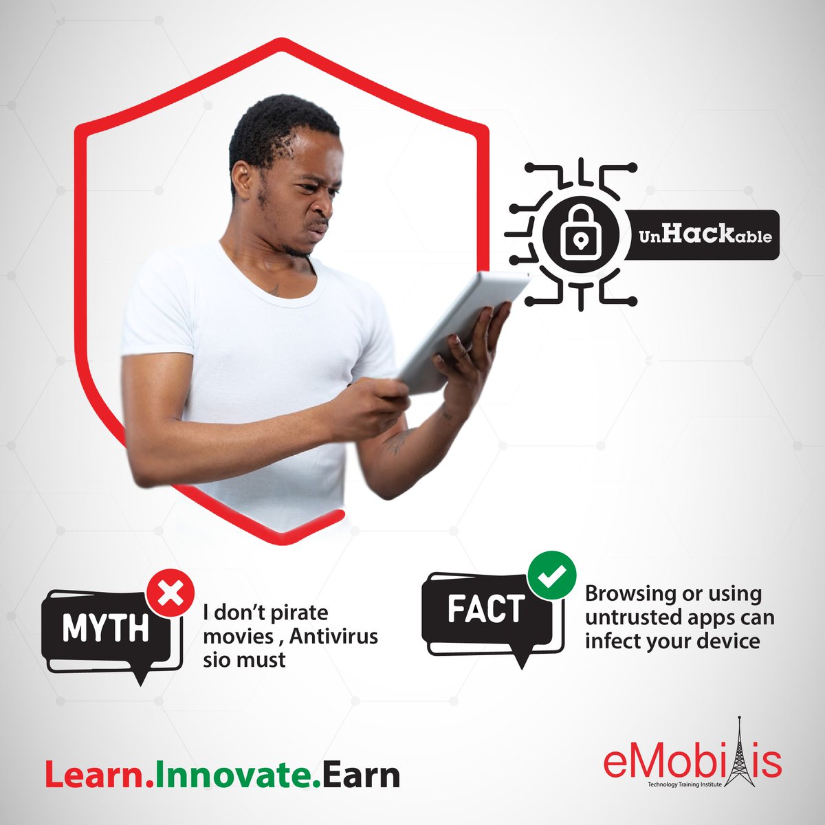 eMobilis's tweet image. It’s #cybersecuritymonth so we’re calling out the fake news and putting facts on the table for you to stay #unhackable 

#cybermythmonday #eMobilis #tech #technology #cybersecurity