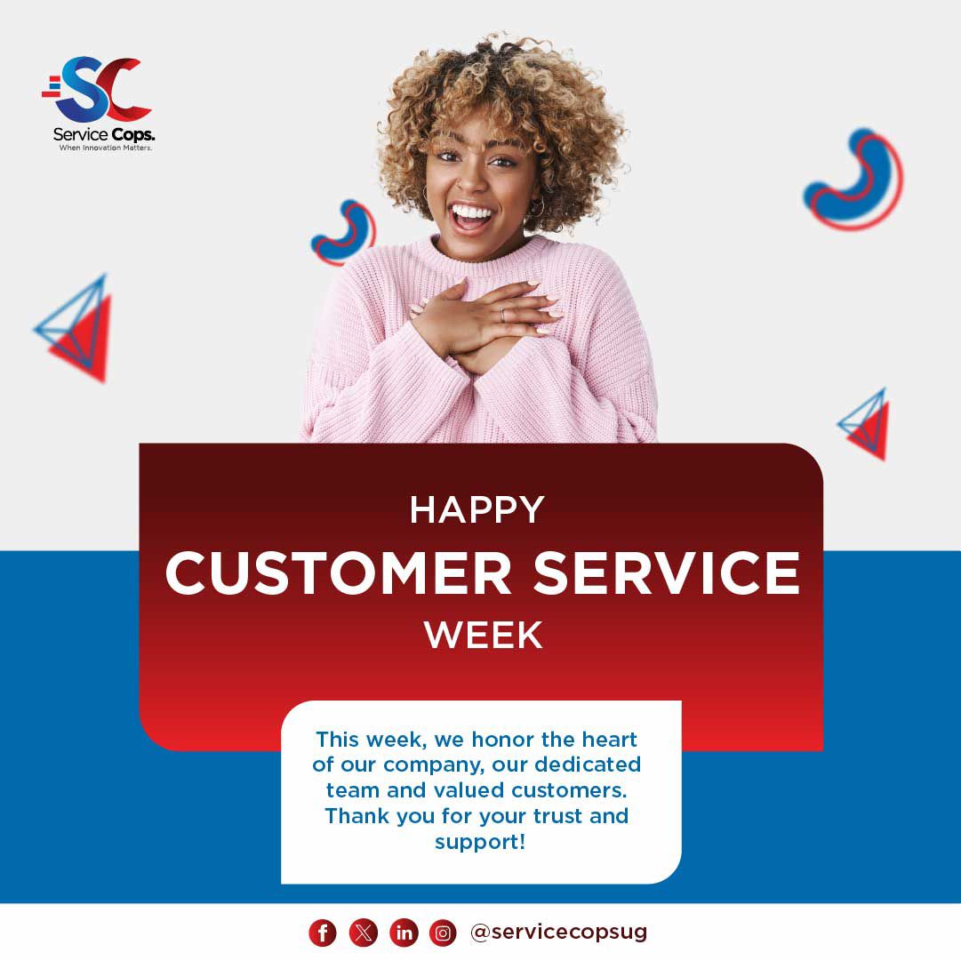 servicecopsug1's tweet image. Happy Customer Service Week!   We&apos;re celebrating you our Dedicated staff and all our valued Customers, 
And we will keep going beyond and above to bring to you the best innovations.
#CustomerServiceWeek2024  #Innovation