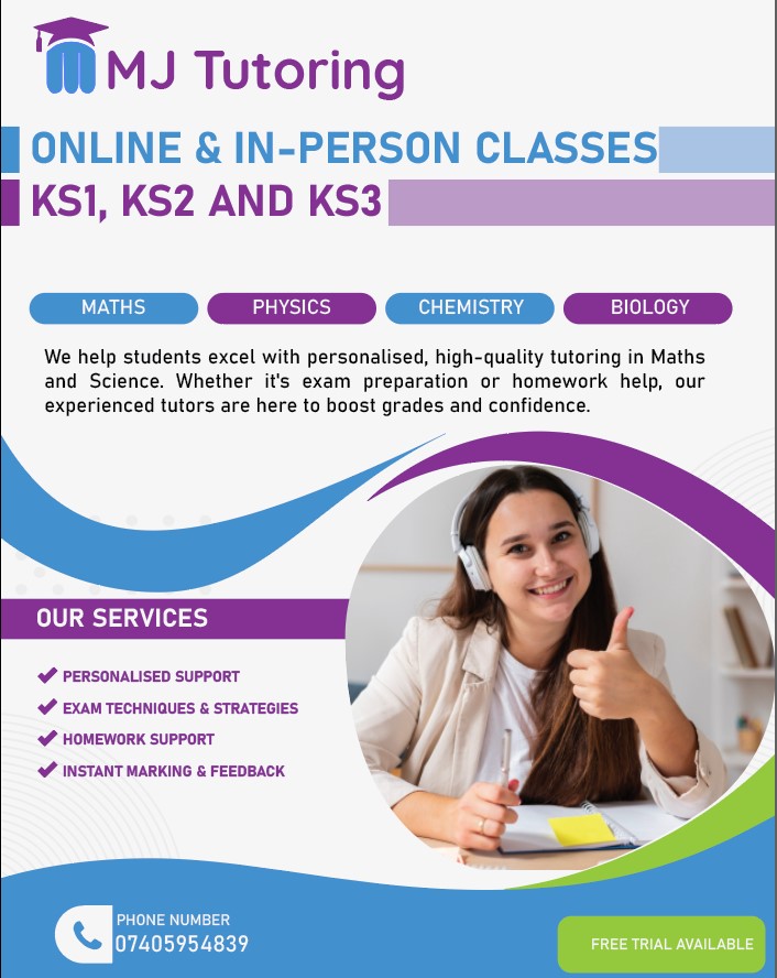 MT Tutoring have begun hosting lessons at Benn Partnership Centre on Railway Terrace in Rugby.

Please call the number on the poster to contact them if you wish to enrol your child :)