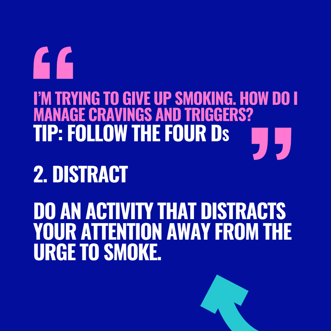 StopSmokingLDN's tweet photo. How can I manage cravings and triggers?

We’ve put together a few top tips – inspired by those who have successfully quit – on how to manage cravings and triggers this #Stoptober. @NHSEnglandLDN 

Get help: https://t.co/srE352OLkC
